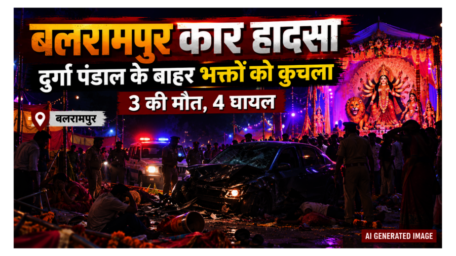 बलरामपुर दुर्गा पूजा पंडाल के पास कार का कहर: तीन लोगों की मौत, चार घायल; चालक गिरफ्तार